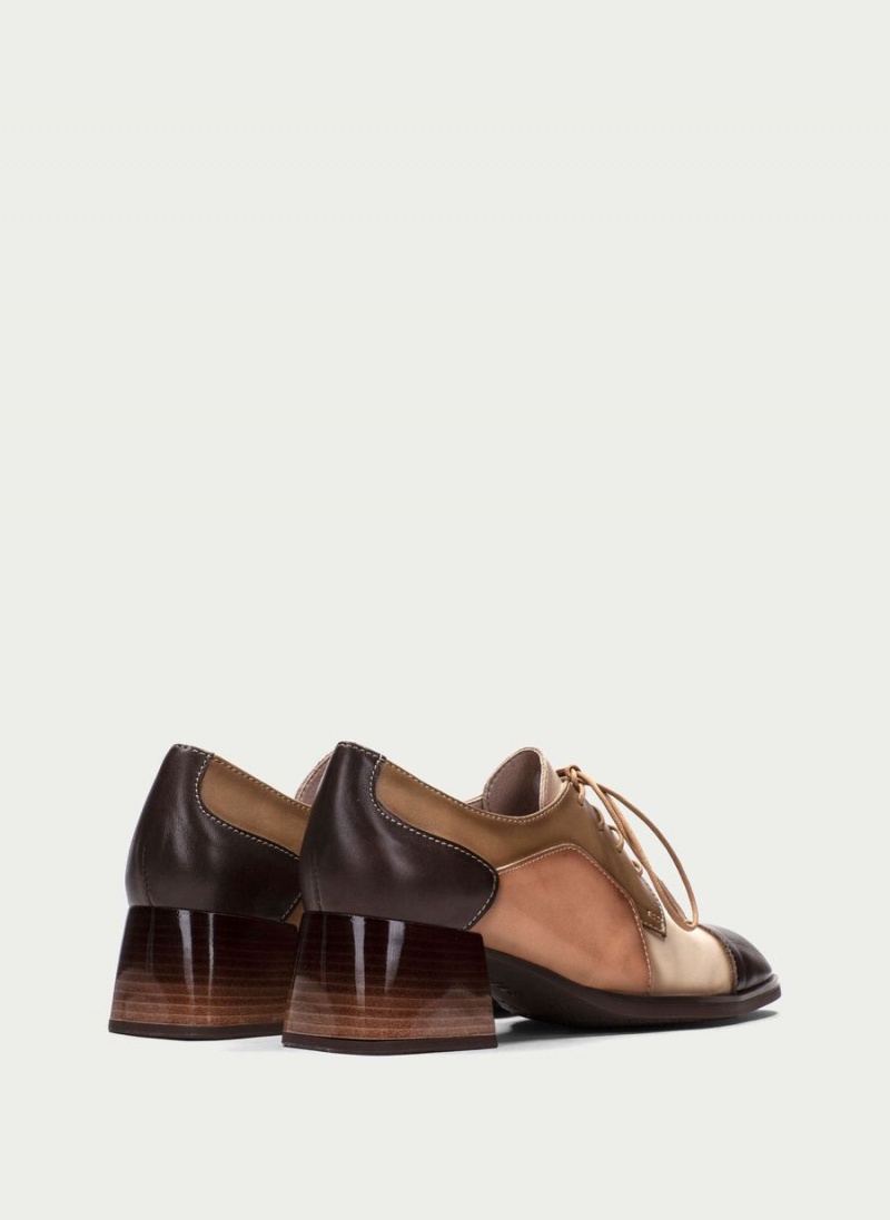 Buty Derby Damskie Hispanitas Charlize Brązowe Białe | REJ6341PG