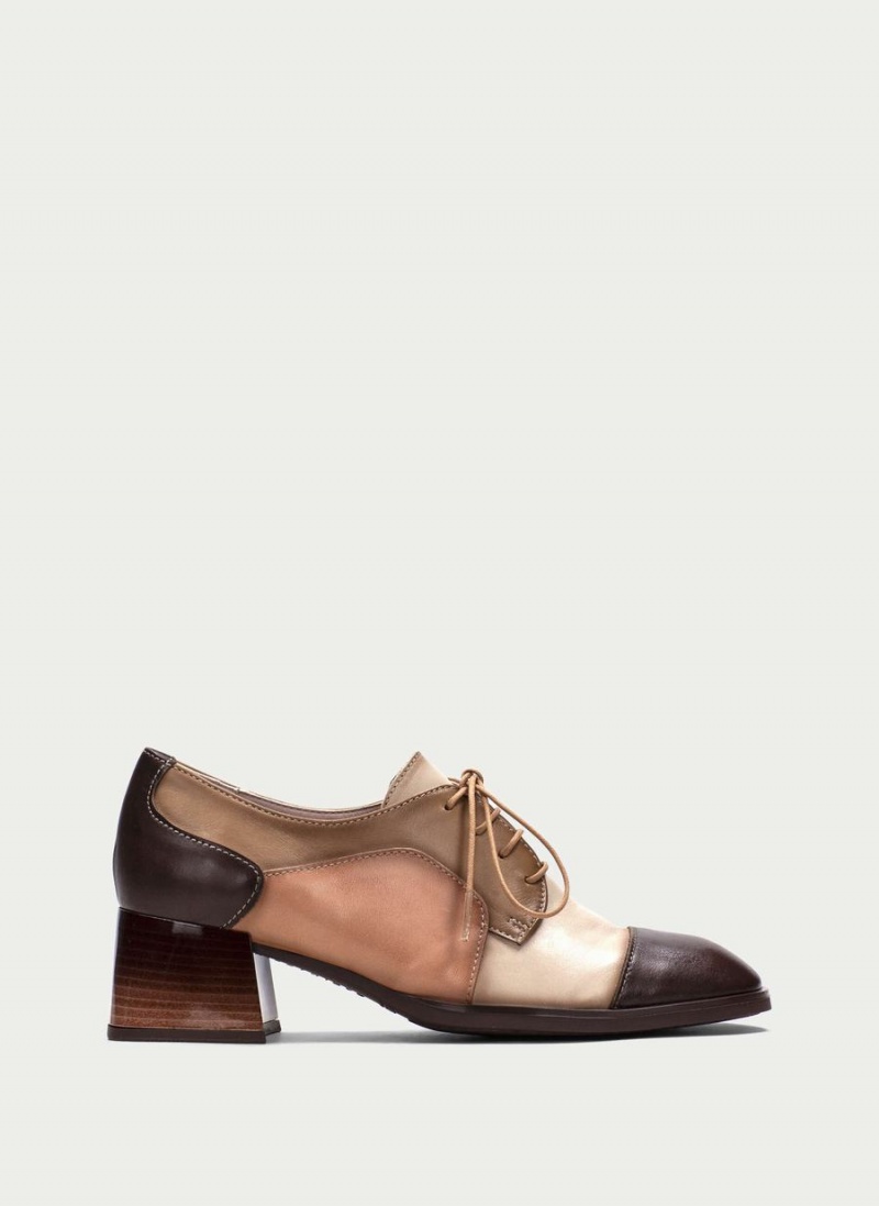 Buty Derby Damskie Hispanitas Charlize Brązowe Białe | REJ6341PG