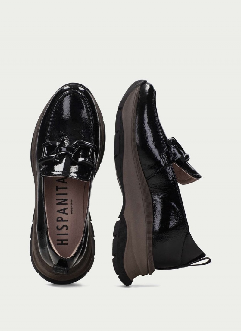 Loafersy Damskie Hispanitas Alaska Czarne | GWO4085PH