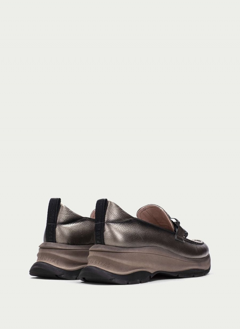 Loafersy Damskie Hispanitas Alaska Srebrne | DEP6869VU