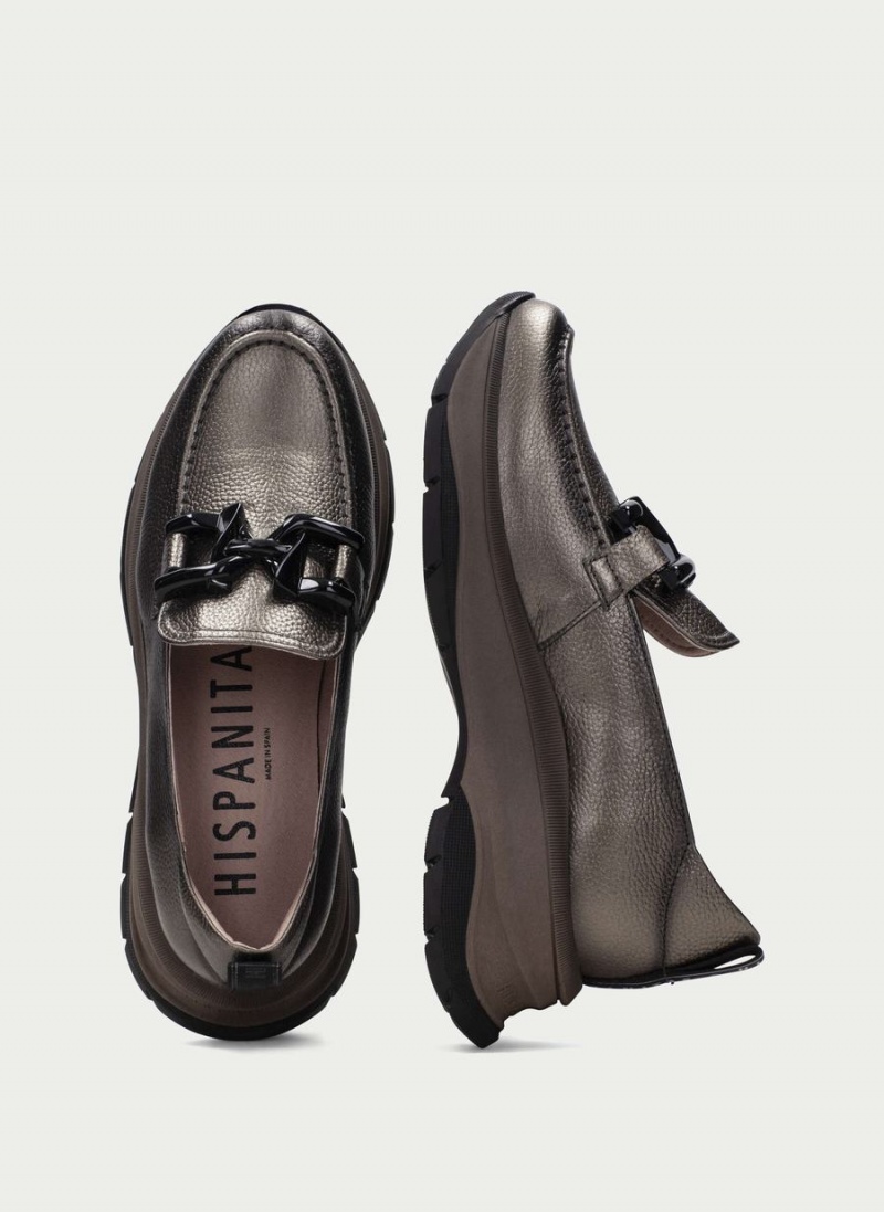 Loafersy Damskie Hispanitas Alaska Srebrne | DEP6869VU