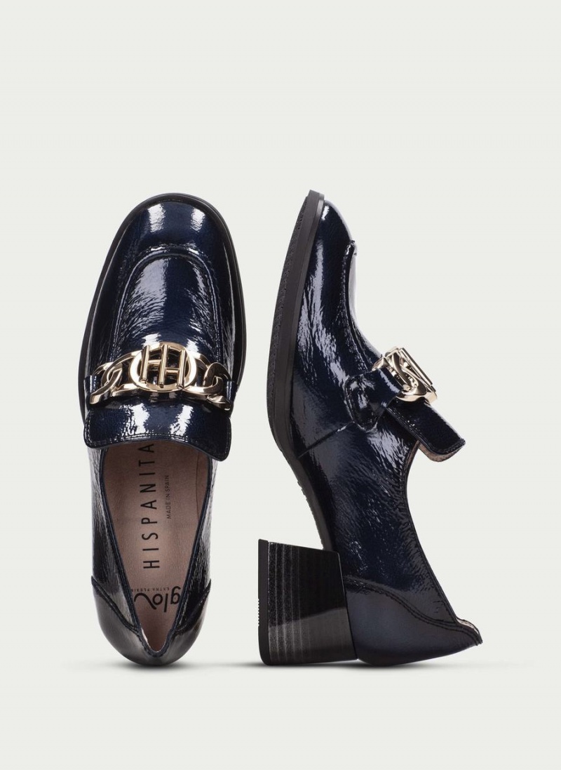 Loafersy Damskie Hispanitas Charlize Granatowe Niebieskie | HGZ4668AV