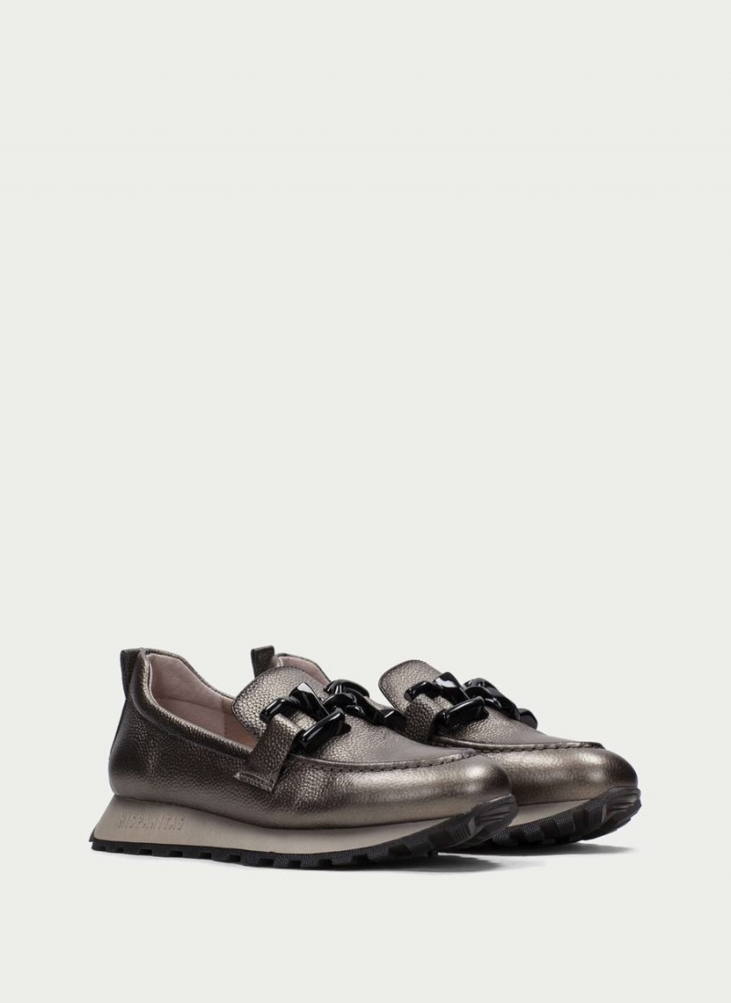 Loafersy Damskie Hispanitas Loira Srebrne | BEL5582JB