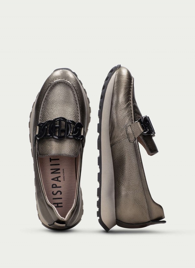 Loafersy Damskie Hispanitas Loira Srebrne | KKU4132AB